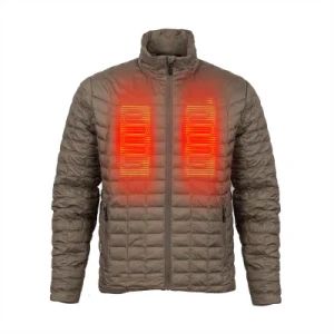Men Brown Color Super Light 12V Heated Down Jackets Gender Men MOQ 500PCS Origin China Brand Bowins Season Winter Style - Taian Bowins Garment Co., Ltd. - China