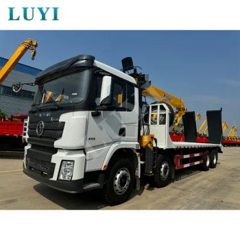 Low-Bed Trucks Shacman Automobile X3000 Lowboy Trucks Flat Transport Staright Arm Crane 8X4 Low-Bed Trucks Transportation Heavy Goods General Cargo Trucks - Shandong Luyi Dedicated Vehicle Manufacturing Co., Ltd. - China