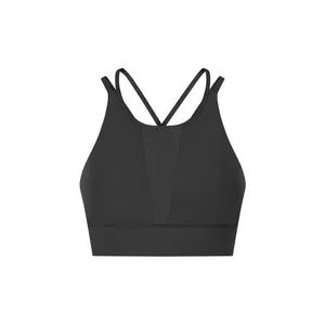 New Ladies Stretchy Soft Breathable Fitness Gym Yoga Bra Crop Tops Vest Women Mesh Back One Shoulder Running Sports Bra - Yangzhou Smile Imp & Exp Co., Ltd. - China