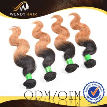 Wendy New Two Tone Virgin Remy Human Hair Grade 6A Hand Feel Soft Dyeable Dyeable Length 12-28inch Color Muti-Color Hair Density - Foshan Wendy Hair Products Co., Ltd. - China