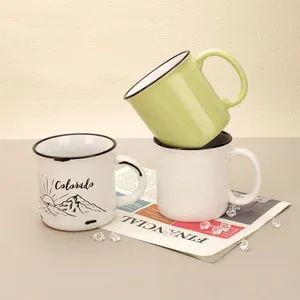 Chipped Look Ceramic Enamel Cup Mug 380ml Color Glazed Stoneware Coffee Mug - Hunan Huihong Economic Trading Co., Ltd. - China