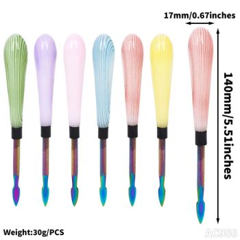 New Design Popular 142mm Creative Round Bar Handle Shaped Glass E-Liquid Spoon Portable Smoking Accessories DAB Tool Metal DAB Tool - Hangzhou Radiant Glass Import & Export Co., Ltd. - China