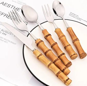 Natural Bamboo Dinner Knife Food Mirror Polished Sharp Silverware Table Knives - Yunnan Hanyang Bamboo Crafts Co., Ltd. - China