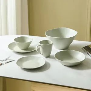 Eco-Friendly Wholesale Green Irregular Plates Sets RPET Dinnerware for Dinner - Feiya Group Co., Limited - China