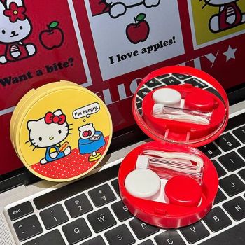 Wholesale Fashion 1688 Factory Cute Cartoon Hello Friend Cat-Shaped Contact Lens Case Cartoon Kitty Flip Top Contact Lens Cases - Wenzhou Ouyuan Optical Co., Ltd. - China