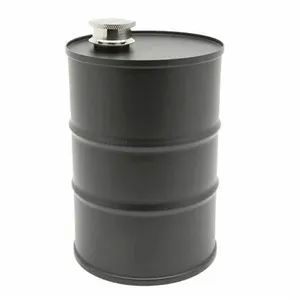 Metal Black Customized Whisky Barrel Shaped Hip Flasks for Basil Hayden Ardmore Bulleit - KKS Enterprises Co., Ltd. Hangzhou - China