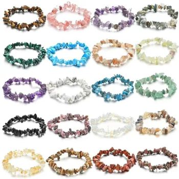 Natural Irregular Stackable Gemstone Stretch Chakra Healing Semi Precious Stone Beaded Crystal Chips Bracelets - Haifeng Alaric Inc - China