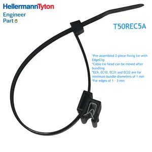 Outdoor Black Nylon Hellermanntyton T50rec5a 2-Piece Cable Tie with Edge Clip - Dongguan Engineer Technology Co., Limited - China