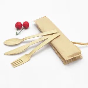 Disposable Wood Cutlery Sets of Spoon Fork Knife and Napkin - Changsha Mingkai Paper Products Co., Ltd. - China