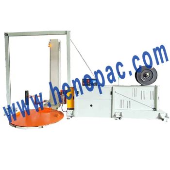 PP/Pet Straps Inline Vertical Pallet Strapping Machine for Bear Cans Production Line - HENO PACKAGING INDUSTRIES LIMITED - China