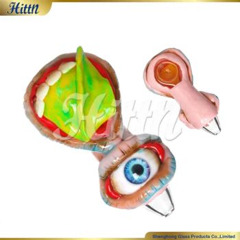Colorful 4.5 Inches 3D Hand Painting Pipes Big Eye Shisha Pyrex Glass Smoking Tobacco Herb Pipes Spoon Hand Pipes Wholesale - Hejian City Shenghong Glass Products Co., Ltd. - China