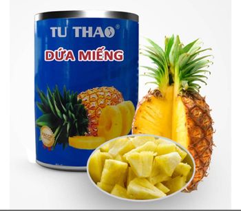 24 tins in carton Pineapple Pieces in light syrup 580ml original Vietnam - VIETEX AGRI  TRADING CO  LTD - Vietnam
