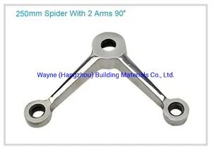 250mm Stainless Steel Glass Spider with 2 Arms 90° Glass Fitting Hardware, Point-Fixed Curtain Wall Hardware with High Quality and Best Price - Wayne (Hangzhou) Building Materials Co., Ltd. - China