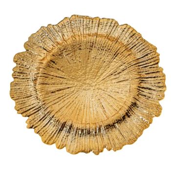 Elegant 33cm Gold Charger Plate Wavy Rim Used for Wedding Events - Minhou Forao Arts & Crafts Co., Ltd. - China