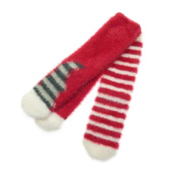 Fade-Resistant Novelty 2PP Santa and Stripe Super Hairy Short Sport Ankle Sock - Wuxi Taste Textile Co., Ltd. - China