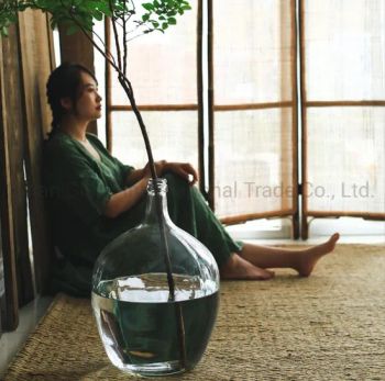 Nordic Simple Small Mouth Big Belly Transparent Glass Vase Japanese Hanging Bell Drunken Wood Flower Arrangement Hydroponic Floor Decoration - Jinan Glass International Trade Co., Ltd. - China