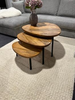 wooden metal set/3 coffee table - Maa Chamunda Art - India