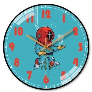 Retro Diver & Jellyfish Wall Clock, Nautical Whimsical Home Decor Timepiece - Zhejiang Pangoo Cultural & Art Co., Ltd. - China