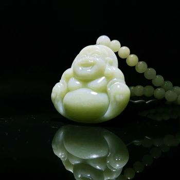 Jiwan Lejia 2025 Newest Wholesale Laughing Jade Buddha Statue Charms Pendants Chain Fashion Jewelry Beaded Buddha Necklace for Women and Men - Anshan Jiwan Jade Mattress Co., Ltd - China