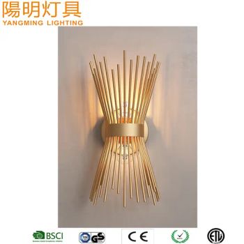 Totally New Modern Gold Metal Rods Bedside Wall Lamps HS Code 940510 Shape Irregular Lamp Holder E27 Warranty 2years Voltage 110-240V - Yangming Electrical Co., Ltd - China