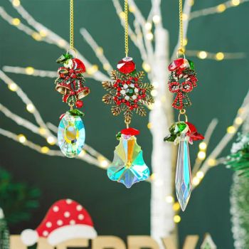 Diamond Christmas Suncatcher Ornament - Crystal Snowflake Bell Pendant with Prismatic Effects - Yiwu Renrui E-commerce Business - China