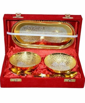 Golden Polished Gold Plated Bowl Set, Size: 2,3" Katori, For Gift - Inra International - India