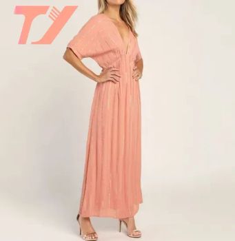 OEM Custom High Quality Lady Casual Elegant Floral Print Slip A Line Dress Ruffle Cotton Linen Long Maxi Dresses for Women - Dongguan Tuoyi Clothing Co., Ltd. - China