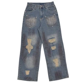 Black Blue Dirty Ripped Solid Denim Skinny Designer Mens Jeans for Tennis - Guangzhou Tianhe Shahe Hongyang Clothing Store - China