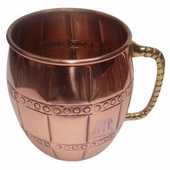 300 mL Barrel Shaped Copper Mug Purity 99% Grip Enhanced Material Copper Capacity 300 mL Design Type Plain Finishing - S R Trading Corporation - India