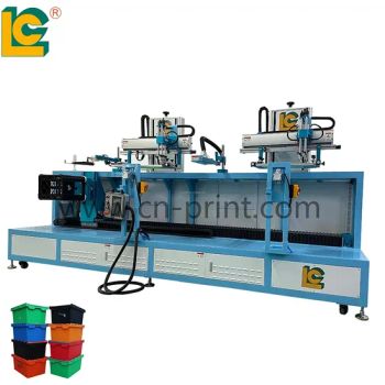 Automatic 2-Color Servo Rotary Screen Printer for Plastic Crates & Storage Boxes LED UV Curing - LUEN CHEONG PRINTING EQUIPMENT LTD - China