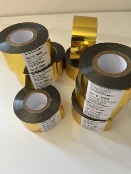 Prmiumum FC3 Golden 30mm*100m Hot Coding Foi Thermal Transfer Barcode Printing Ribbon - Guangzhou Bowen Packing Material Co., Ltd - China