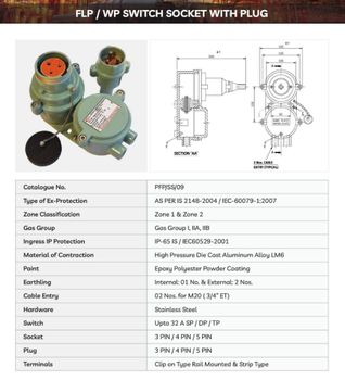 Flameproof Switch Socket Design Robust Service Life Long Pin Type 4 Pin Socket Current Rating (Amp) 16 Amp to 32 - Advance Enterprises - India