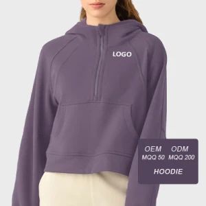 Wholesale Factory Half-Zip Stand up Collar Pullover Women's Autumn Winter Wear Casual Running Fleece Jackets Hoodies Thick Sports Sweatshirt - Hangzhou Toptop Clothing Co., Ltd. - China