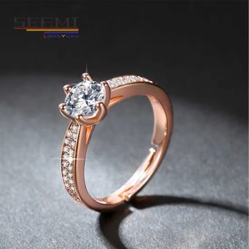 Adjustable Rose Gold Plated Diamond Ring Simple 3D Design MOQ30 15D - Longyuan (Guangzhou) Industrial Development Co., Ltd. - China