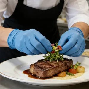 Food Grade Powder Free Heat Resistant Blue Nitrile Disposable Gloves for Catering Kitchen Cooking Prep Work - Shandong Blue Sail Health Technology Co., Ltd - China