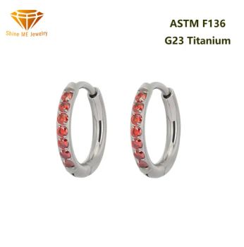 Piercing Jewelry Back Clip Studs Earring Piercing Jewelry ASTM F136 Titanium Rounded Garnet Cubic Zircon Opal Top with Butterfly Earrings Tper98r - Shenzhen ShineMe Jewelry Co., Ltd. - China
