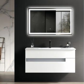 Wall Mounted Waterproof Modern Bathroom Cabinet Vanity LED Mirrors Ceramic Sink - Hangzhou Wanpeng Sanitary Ware Co., Ltd. - China