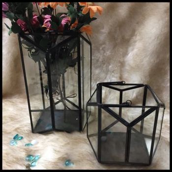 Wedding Party Use Glass Decoration Geometric Metal Vase Glass Terrarium - Zibo Sherry Trading Co., Ltd. - China