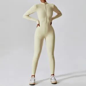 Solid Color Minimalist Yoga Bodysuit, Slim Fit and Shaping Fitness Wear, Sports Running Training Clothes - Shenzhen Energy Pig Supply Chain Management Co., Ltd. - China