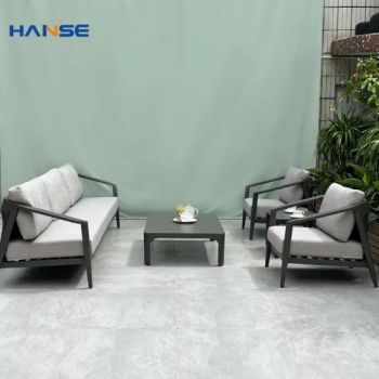 Modern Luxury Aluminum Frame Sectional Sofa Teak Wooden Patio Furniture Outdoor Wood Garden Sofas - Foshan Hanse Industrial Co., Ltd. - China