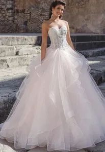 Strapless Organza Bridal Gowns White Wedding Dresses Z5050 OEM Yes Colour White Model NO. Z5050 Embellishment Lace Origin Suzhou - Suzhou Leader Apparel Co., Ltd. - China