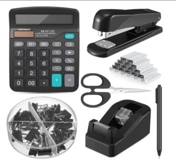 6 Set Desk Accessory Kit Office Supplies Paper Clips Scissor and Calculator Stationery - Market Union Co. Ltd. - China