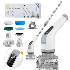 Wholesale 2ND Gear Multifunction Electric Cordless Spin Tile Tub Scrubber Brush Shower Cleaning Brush with 7 Brush Heads - Ningbo Middle Time Electronics Technology Co., Ltd. - China