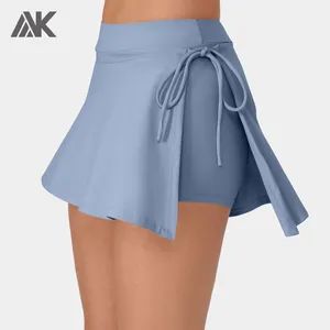 Custom Women's Gym Yoga Sports Tennis Wear Skirts Wholesale MID Rise Tie Side A Line 2-in-1 Side Pocket Mini Cool Touch Tennis Wear Shorts - Dongguan Aktik Sportswear Co., Ltd. - China