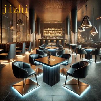 Luxury Nightclub Restaurant Furniture Set with Glowing Base Table and Armchairs - Ganzhou Jizhi Fumniture Manufacturing Co., Ltd - China