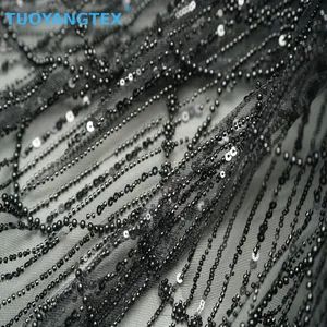 Sequin Embroidery Beaded Mesh Lace Bridal Pearl Lace Spangle Lace for Dress and Gown - Shaoxing Tuoyang Import and Export Co., Ltd. - China