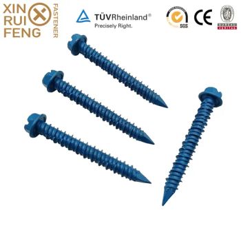 Steel Flat Head pH2 / Slotted Drive Diamond Point Self Tapping Concrete Screws to Anchor Masonry with Blue Coating for Brick Block Concrete - Tianjin Xinruifeng Fastener Manufacturing Co., Ltd - China