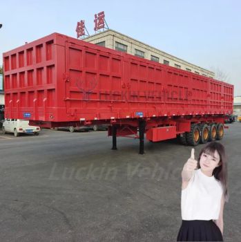 Heavy Duty 3/4 Axles 14 Meters 100/150/200 Ton Cimc Sinotruk HOWO Side Rear End Tipper Dump Tipping Cargo Sand Stone Wood Transport Truck Semi Trailer for Sale - Qingdao Luckin Vehicle Co., Ltd. - China