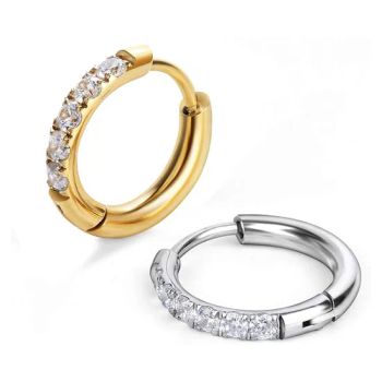 Fashion Piercing Jewelry ASTM F136 Titanium Zircon Hinged Segment Hoop Ring - Dongguan Jiang Titanium Jewelry Co., LTD - China
