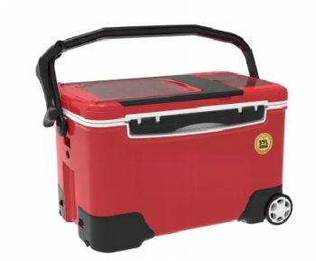 Flat Cover Multi Function Wheeled Ice Bucket Red PP ABS 37L 1Y MOQ100 56x33x37cm - Qingdao Sinher Commercial Co., Ltd. - China